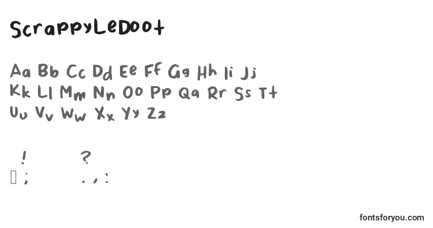 Schriftart ScrappyLeDoot – Alphabet, Zahlen, spezielle Symbole