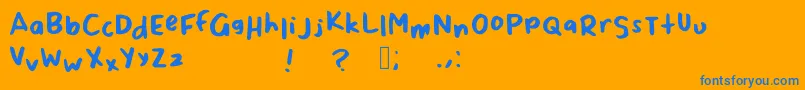 ScrappyLeDoot-Schriftart – Blaue Schriften auf orangefarbenem Hintergrund