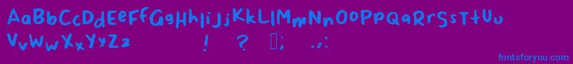 Fonte ScrappyLeDoot – fontes azuis em um fundo violeta