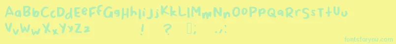 ScrappyLeDoot-Schriftart – Grüne Schriften auf gelbem Hintergrund