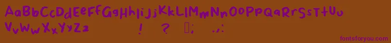 ScrappyLeDoot-Schriftart – Violette Schriften auf braunem Hintergrund