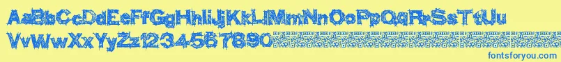 Fonte Thinkhigher – fontes azuis em um fundo amarelo