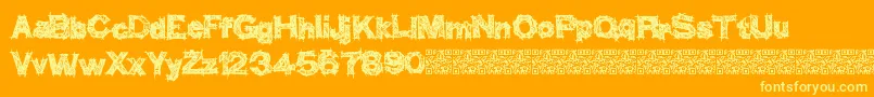 Thinkhigher-Schriftart – Gelbe Schriften auf orangefarbenem Hintergrund