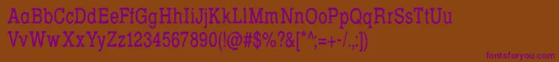 Czcionka RowdyTypemachine5CondensedRegular – fioletowe czcionki na brązowym tle