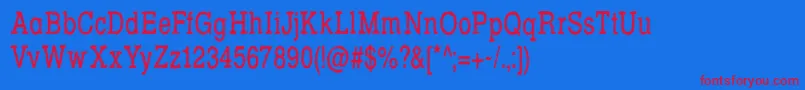 フォントRowdyTypemachine5CondensedRegular – 赤い文字の青い背景