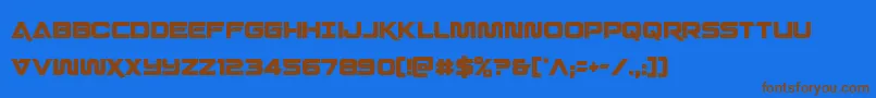 フォントQuarkstormcond – 茶色の文字が青い背景にあります。