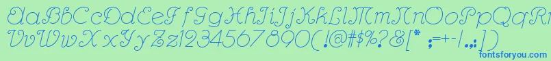Rhumbascriptnf Font – Blue Fonts on Green Background