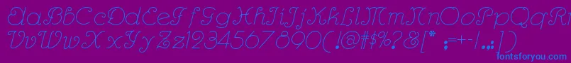 Rhumbascriptnf Font – Blue Fonts on Purple Background