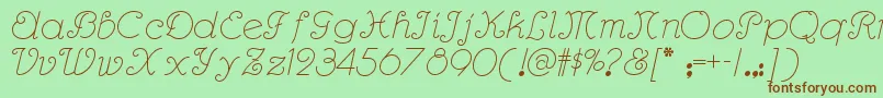 Rhumbascriptnf Font – Brown Fonts on Green Background