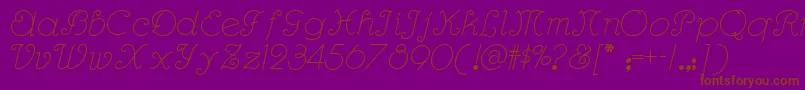 Rhumbascriptnf-Schriftart – Braune Schriften auf violettem Hintergrund