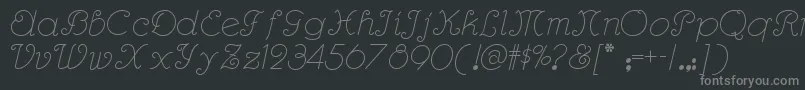 フォントRhumbascriptnf – 黒い背景に灰色の文字