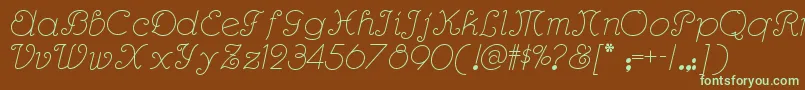 Rhumbascriptnf Font – Green Fonts on Brown Background