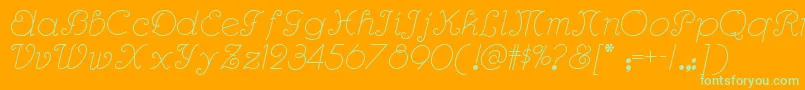Rhumbascriptnf Font – Green Fonts on Orange Background