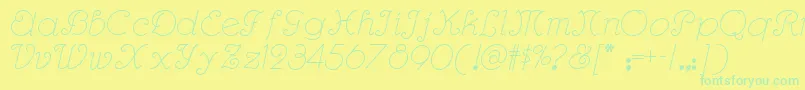 Rhumbascriptnf Font – Green Fonts on Yellow Background