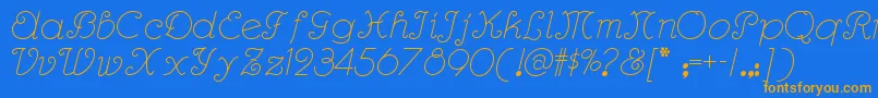 Rhumbascriptnf Font – Orange Fonts on Blue Background