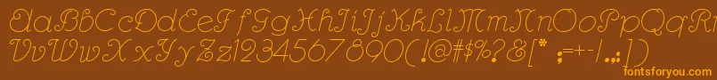 Rhumbascriptnf Font – Orange Fonts on Brown Background