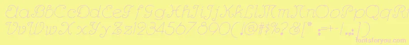 Rhumbascriptnf Font – Pink Fonts on Yellow Background