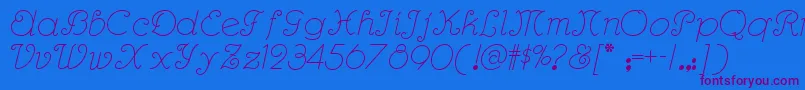 Rhumbascriptnf Font – Purple Fonts on Blue Background