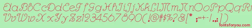 Rhumbascriptnf Font – Red Fonts on Green Background