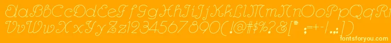Rhumbascriptnf Font – Yellow Fonts on Orange Background