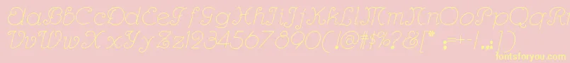 Weitere Informationen zur Rhumbascriptnf-Schriftart Rhumbascriptnf-Schriftart – Gelbe Schriften auf rosa Hintergrund