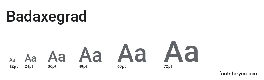 Размеры шрифта Badaxegrad