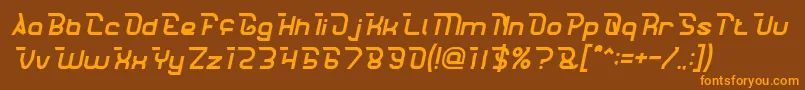 フォントCrumbleItalic – オレンジ色の文字が茶色の背景にあります。