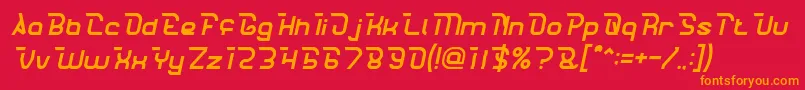 フォントCrumbleItalic – 赤い背景にオレンジの文字