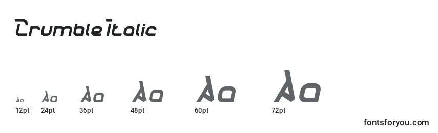 CrumbleItalic Font Sizes