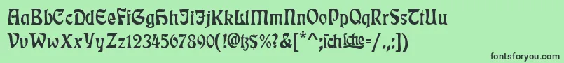 フォントRudelsbergTitel – 緑の背景に黒い文字