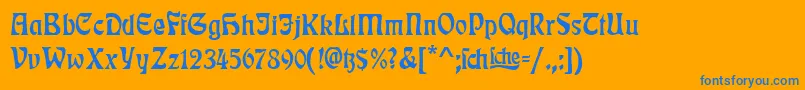 Czcionka RudelsbergTitel – niebieskie czcionki na pomarańczowym tle