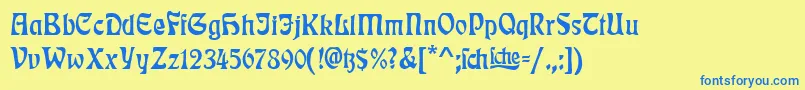Fonte RudelsbergTitel – fontes azuis em um fundo amarelo