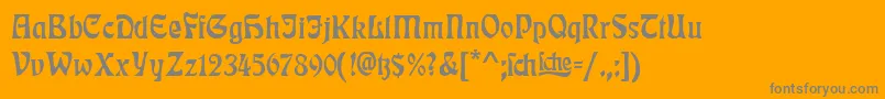 RudelsbergTitel-Schriftart – Graue Schriften auf orangefarbenem Hintergrund