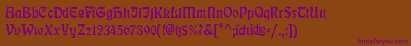 RudelsbergTitel Font – Purple Fonts on Brown Background