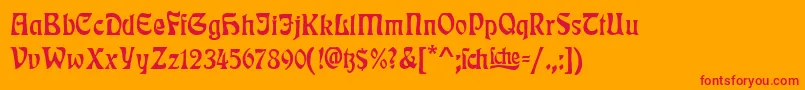 RudelsbergTitel-Schriftart – Rote Schriften auf orangefarbenem Hintergrund