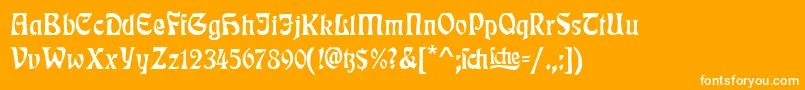Więcej informacji o czcionce RudelsbergTitel Czcionka RudelsbergTitel – białe czcionki na pomarańczowym tle