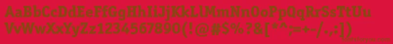 OfficinaSerItcExtraBold-Schriftart – Braune Schriften auf rotem Hintergrund