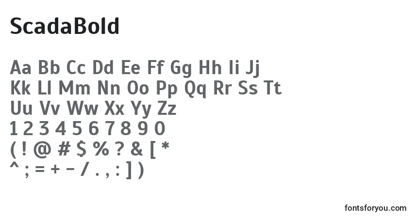 Шрифт ScadaBold – алфавит, цифры, специальные символы