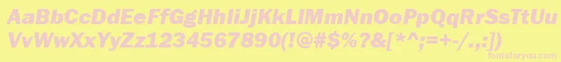 StGothicHvHeavyItalic Font – Pink Fonts on Yellow Background