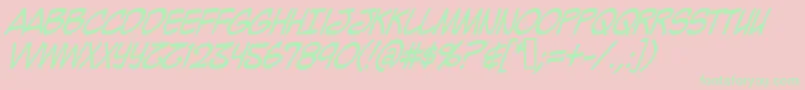 MightyZeoCapsItalic Font – Green Fonts on Pink Background