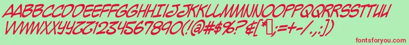 MightyZeoCapsItalic Font – Red Fonts on Green Background