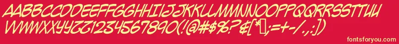 MightyZeoCapsItalic Font – Yellow Fonts on Red Background