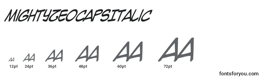 MightyZeoCapsItalic Font Sizes