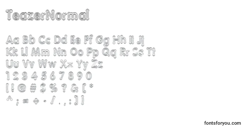 Czcionka TeazerNormal – alfabet, cyfry, specjalne znaki