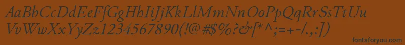 フォントJunicodeItalic – 黒い文字が茶色の背景にあります