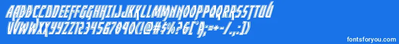 Yankeeclipperbevelital-Schriftart – Weiße Schriften auf blauem Hintergrund