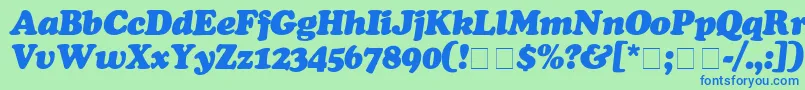 Fonte CooperBlackItalic – fontes azuis em um fundo verde