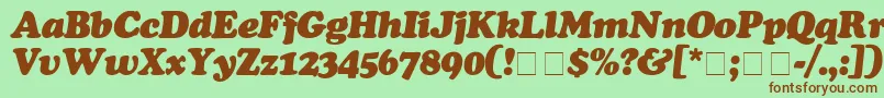 Fonte CooperBlackItalic – fontes marrons em um fundo verde