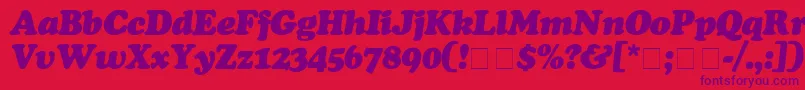 Fonte CooperBlackItalic – fontes roxas em um fundo vermelho