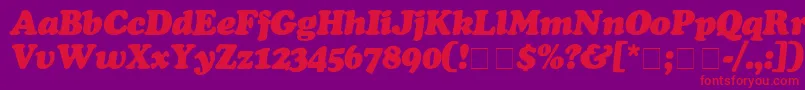 Fonte CooperBlackItalic – fontes vermelhas em um fundo violeta